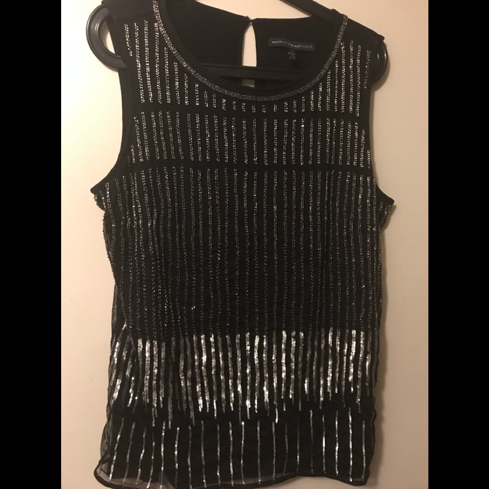 White House black Market black shiny top size extra large